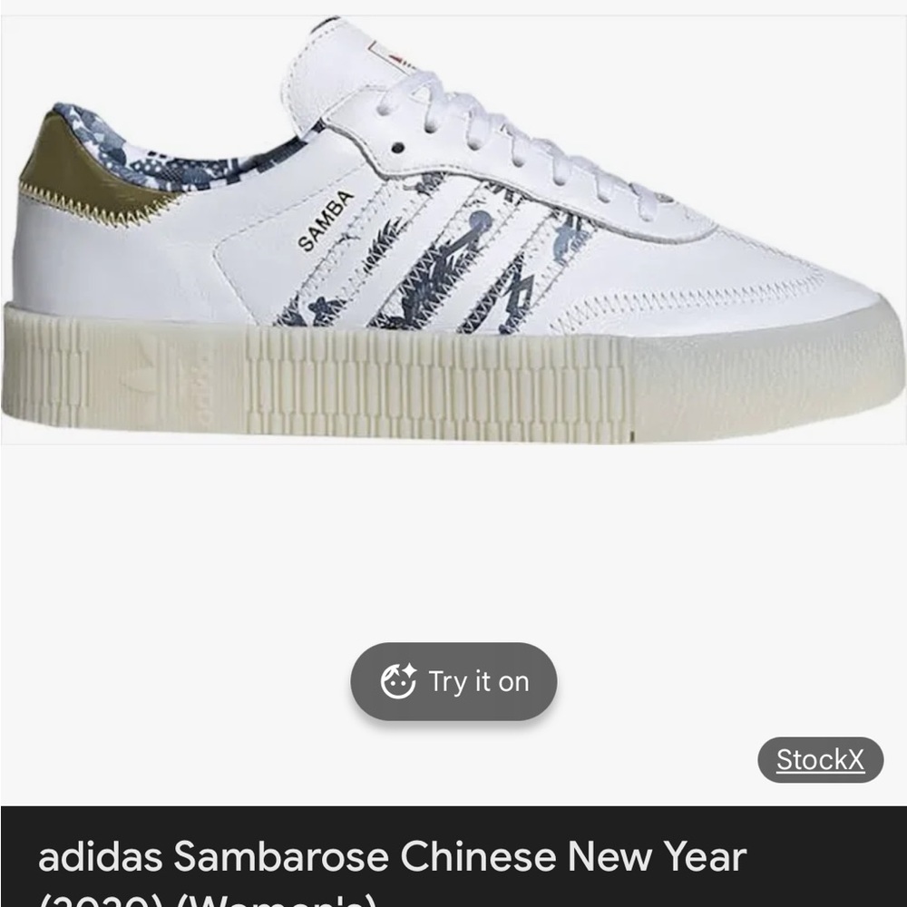 Adidas Sambarose White and Green Sneakers